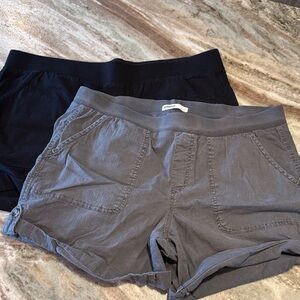 Relaxed High-Waist Knit Shorts - Black & Gray